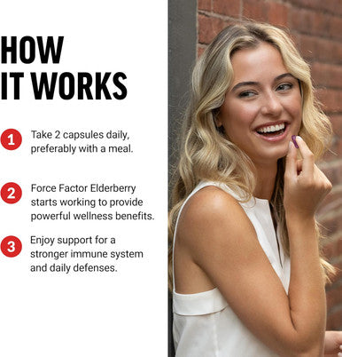 Force Factor Elderberry Capsules Immunity Supplement and Antioxidants Supplement for Men and Women Daily Immunity Boost Vegan No Gelatin Non-GMO 100 Vegetable Capsules