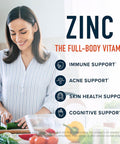 Zinc Supplement Microbeadlets For Immune & Acne Support Highly Absorbable Zinc Bisglycinate & Orotate With 2Mg Chelated Copper + Vitamin B6 Vegan, Gluten- 60 Capsules (2 Month Supply)