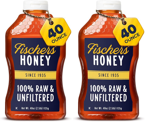 FischerÃƒÂ¢Ã¢â€šÂ¬Ã¢â€žÂ¢s 100% Pure, Raw & Unfiltered Honey ÃƒÂ¢Ã¢â€šÂ¬Ã¢â‚¬Å“ All-Natural Sweetener ÃƒÂ¢Ã¢â€šÂ¬Ã¢â‚¬Å“ Rich Flavor Profile, Packed with Nutrients, 40 oz (Pack of 2)
