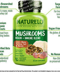 NATURELO Mushroom Supplement Ãƒâ€šÃ¢â‚¬â€œ Brain & Immune Health Blend with LionÃƒâ€šÃ¢â‚¬â„¢s Mane, Reishi, Turkey Tail Ãƒâ€šÃ¢â‚¬â€œ 90 Vegan Friendly Capsules