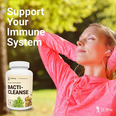 Dr. Berg's Bacti-Cleanse - 8in1 Immune Booster Supplements with Digestive and Inflammation Support Formula - Natural Phytonutrients Minerals and Rich in Antioxidants w/ Vitamin D3 & Zinc - 60 Capsules