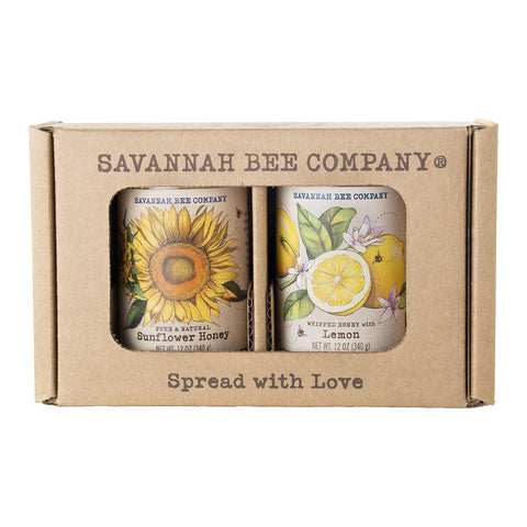 Savannah Bee Whipped Honey Gift Set - 12 oz Gourmet Honey Duo Set (12 Oz, Original and Lemon)