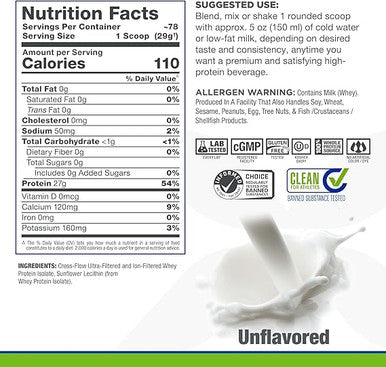 ALLMAX Nutrition IsoNatural, Pure Whey Protein Isolate, The Original, Unflavored, 5 lbs (2.25 kg)