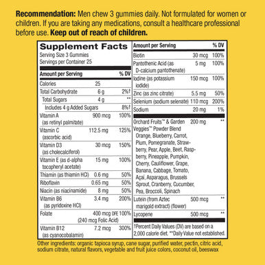 Natures Way Alive! Mens 50+ Premium Gummies, 15 Vitamins and Minerals, Grape, Orange and Cherry Flavored Gummies, 75 Gummies
