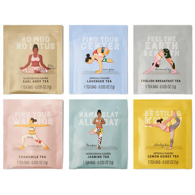 Thoughtfully Gourmet Yoga Vibes Tea Set Tea Sampler Includes 6 Flavors of Tea with Inspirational Quotes Great Yoga s for Women Set of 90