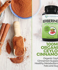 Berberine with Ceylon Cinnamon 1200mg Berberine 100mg Organic Ceylon Cinnamon 120 Veggie Capsules Healthy Immune System Cardiovascular Heart Gastrointestinal Wellness 2 Pack