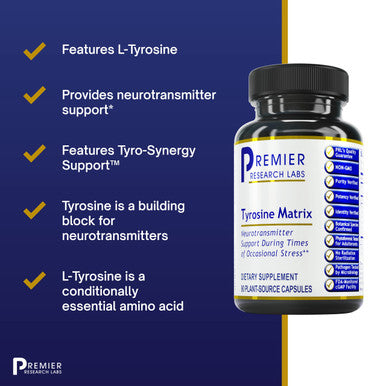 Premier Research Labs Tyrosine Matrix - Contains Aquamin, Rhodiola Rosea, Organic Turmeric & Chinese Salvia - Neurotransmitter