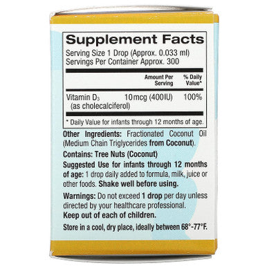 Baby Vitamin D3 By California Gold Nutrition - Liquid D3 Supplement For Babies, Vegetarian Friendly - Developmental Support - Alcohol & Gluten Free, Non-Gmo - 10 Mcg (400 Iu) - 0.34 Fl Oz (10 Ml), 5