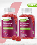 Vitamin B Complex Gummies For Adults With Vitamin C, B6, B12, Niacinamide, Folic Acid, Biotin, Calcium - Supports Energy & Metabolism - Vegan, Gluten Free, Gelatin - Chewable Strawberry Flavored