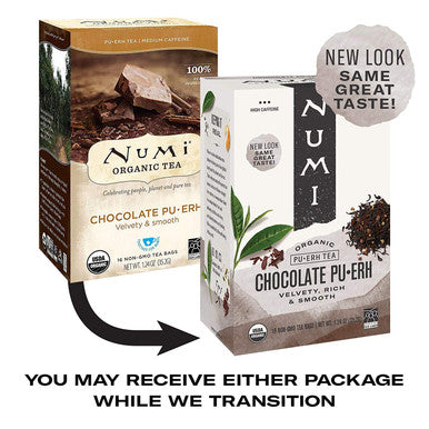 Numi Organic Tea Chocolate Puerh 16 Count Box of Tea Bags (Pack of 3)
