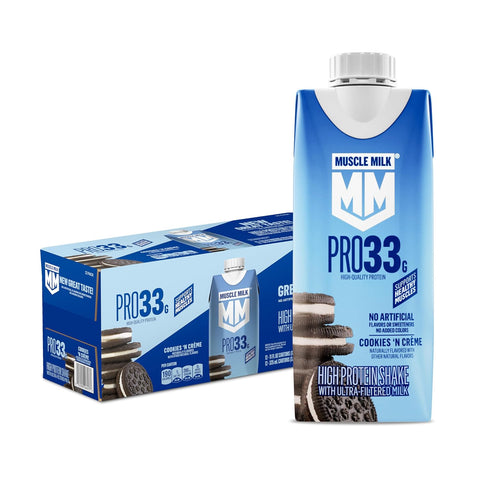Muscle Milk Pro High Protein Shake, Chocolate, 11 fl oz Cartons (12 Pack) | Ultra Filtered Milk, 33g Protein, 3g Sugar, 200 Calories, No Artificial Flavors, No Artificial Sweeteners, No Added Colors
