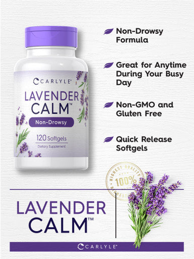 Carlyle Lavender Pills | 80 Mg | 120 Softgel Capsules | Calm & Non-Drowsy Formula | Non-Gmo & Gluten Free Supplement