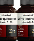 2 Pack Naturebell Zinc Quercetin with Vitamin C D3 120 Capsules Quercetin 1000mg 4 in 1 Zinc 50mg Vitamin C 250mg Vitamin D3 5000 IU Advanced Immune Defense ZincVanta Lung Support