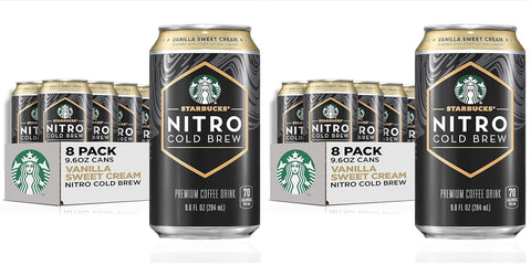 Starbucks - RTD Coffee Nitro Cold Brew, Black Unsweetened, 9.6 fl oz Cans (8 Pack), Iced Coffee, Cold Brew Coffee, Coffee Drink