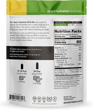 SKRATCH LABS Sport Hydration Drink Mix Electrolyte Powder (Lemon Lime)