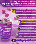 Resveratrol Gummies 1500Mg - Sugar Resveratrol Supplement With Quercetin, Grape Seed, Acai Berries Extracts Support Antioxidant, Healthy Aging & Longevity, Skin, Joint, Brain Wellness - 2Pack