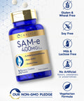 Carlyle Sam-E 400Mg 30 Tablets S-Adenosylmethionine Pills Vegetarian Non-Gmo Gluten Free Supplement