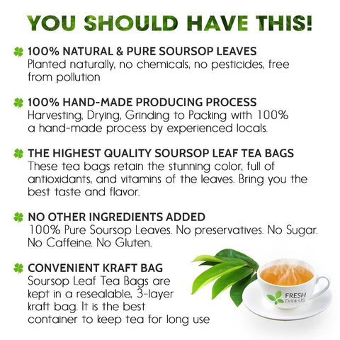 FreshDrinkUS, Premium 50 Mulberry Leaf Tea Bags, 100% Natural & Pure from Mulberry Leaves. Herbal Tea. Made with Natural Material Tea Bags. No Sugar, No Caffeine, No Gluten, Vegan.