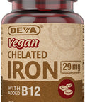 DEVA Vegan Chelated Iron with Added Vitamin B-12, Dietary Supplement, 29 mg, 90 Count
