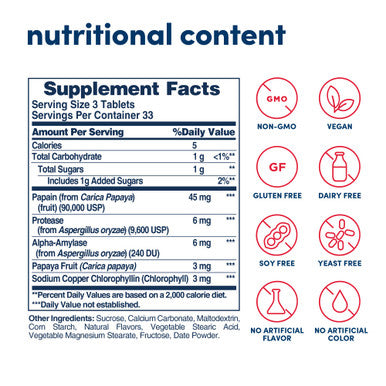 American Health Chewable Papaya Enzyme With Chlorophyll 100 Tablets