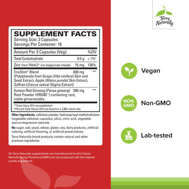 Terry ly HRG80 Red Ginseng Male ual Enhancement 48 Capsules Korean Red Ginseng Root Powder, Panax Ginseng, HRG80 - Non-GMO, Vegan,