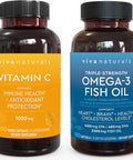 Viva Naturals Vitamin C 1000mg (250 Capsules) and Omega 3 Fish Oil (180 Capsules) Bundle