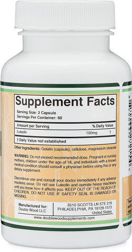 Double Wood Supplements Luteolin Supplement 100mg Servings 120 Capsules