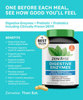 Zenwise Digestive Enzymes Plus Prebiotics Probiotics Supplement 180 Servings Vegan Formula for Better Digestion Lactose Absorption with Amylase Bromelain 2 Month Supply
