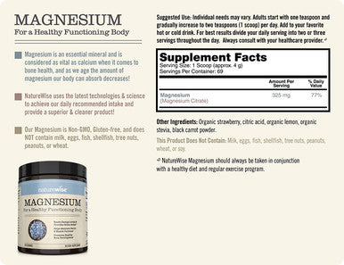 NatureWise Naturewise Magnesium Powder for Nerve Energy Support from Magnesium Citrate 2 Month Supply 303.6 Gram
