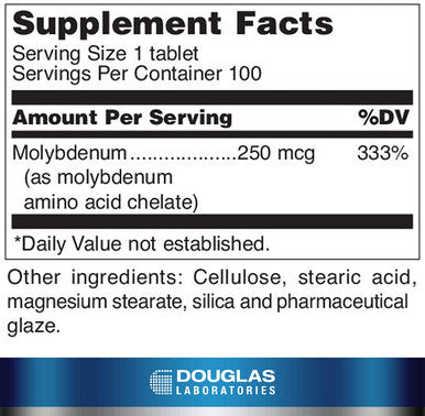 Douglas Labs, Molybdenum 250 mcg, 100 tabs