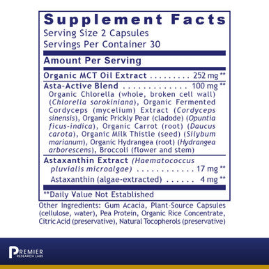 Premier Research Labs Asta Complete-Fx - Supports Cardiovascular System, Eyes & Skin Health - Features Natural Algae-Sourced