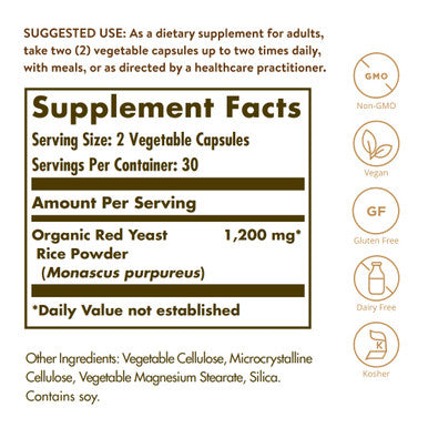 Solgar - Red Yeast Rice 60 Vegetable Capsules