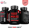 Test Maxx Booster for Men - Supplements for Men 180 Capsules - 7 Powerful Active Ingredients & Vitamins Including Zinc, Maca Root Extract, Fenugreek, Ginseng - Made in The UK