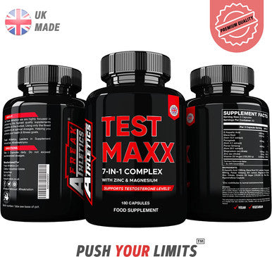 Test Maxx Booster for Men - Supplements for Men 180 Capsules - 7 Powerful Active Ingredients & Vitamins Including Zinc, Maca Root Extract, Fenugreek, Ginseng - Made in The UK