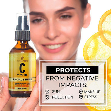 InstaSkincare Healthy Skin Bundle Hyaluronic Acid Serum for Face 2Oz Vitamin C Serum 2Oz Collagen Peptides Powder for Women 1Lb