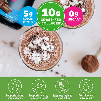 Orgain Keto Collagen Protein Powder with MCT Oil Chocolate Paleo Friendly Grass Fed Hydrolyzed Collagen Peptides Type I and III Dairy Gluten Soy 0.88 Lb Packaging May Vary