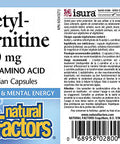 Natural Factors Acetyl LCarnitine 500 milligrams 60 Vegetarian Capsules