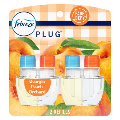Febreze Plug In Air Freshener Odor-Fighting Scented Oil Refill Georgia Peach Orchard 2 Refill