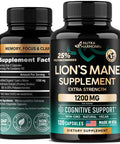 NUTRAHARMONY Organic Lions Mane - Certified Mushroom Supplement - Made In Usa - Fruiting Bodies Extract - 1200 Mg, 25% Polysaccharides - Memory & Focus - As Lions Powder, Liquid - 120 Capsules, 2 Month Supply
