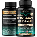 NUTRAHARMONY Organic Lions Mane - Certified Mushroom Supplement - Made In Usa - Fruiting Bodies Extract - 1200 Mg, 25% Polysaccharides - Memory & Focus - As Lions Powder, Liquid - 120 Capsules, 2 Month Supply