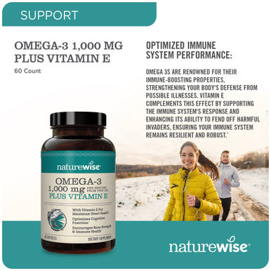 Naturewise High-Potency 1000Mg Omega 3 With 600Mg Epa, 400Mg Dha, & Vitamin E - Supplement For Heart, Brain, Eye, Joint, Bone