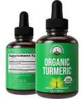 Turmeric Curcumin With Black Pepper Usda Organic Liquid Drops Vegan Extract For Women And Men. For Immune + Digestive Support