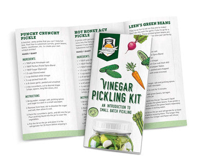 Fermentaholics Organic Vinegar Pickling Kit - Easy Quick Pickles - 2 Recipes With Perfect Pickle Spice And her Salt - Wide Mouth Quart Jar - Makes 3 Quarts - Ou her