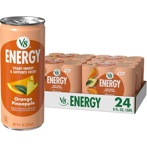V8 Energy Strawberry Banana Juice Energy Drink, 8 fl oz Can (24 Pack)