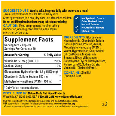 Nature Made Glucosamine Chondroitin Complex With Msm Dietary Supplement For Joint Support 120 Caplets 60 Day Supply