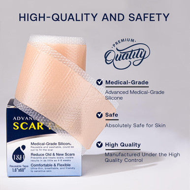 Advanced Silicone Scar Sheets Tape - Medical Grade Soft Silicone Gel Scar Sheets Tape, Highly Comfortable Painless For C-Section, Stretch Marks, Acne, Surgery, Effective Scars Treatment Tapes
