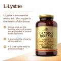 Solgar L-Lysine 1000 Mg 250 Tablets - Enhanced Absorption And Assimilation - Promotes Integrity Of Skin And Lips - Collagen Support - Amino Acids - Non-Gmo Vegan Gluten Free - 250 Servings