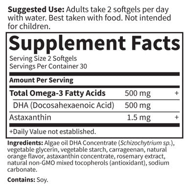 Garden of Life Minami Algae Omega 3 Vegan Dha For Brain And Eye Health - Orange Flavor 500Mg Plant Based Dha Omega-3 Vegan Algae Oil Plus Astaxanthin No Aftertaste 60 Easy-To-Swallow Mini Softgels