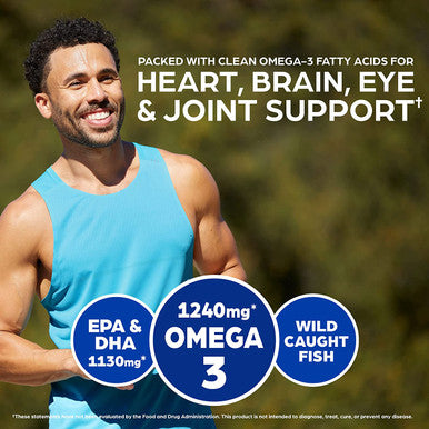Orgain Omega3 Fish Oil Supplement 1240mg High EPA DHA 1130mg Sustainably sourced from WildCaught Fish 45 Day Supply 90 Softgels