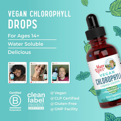 Maryruth Organics Chlorophyll Liquid Drops, Clean Label Project Certified , Vegan, Non-Diluted Liquid Chlorophyll| Mulberry Derived Supplement For Ages 14+, Non-Gmo, Delicious Minty Flavor, 2 Fl Oz